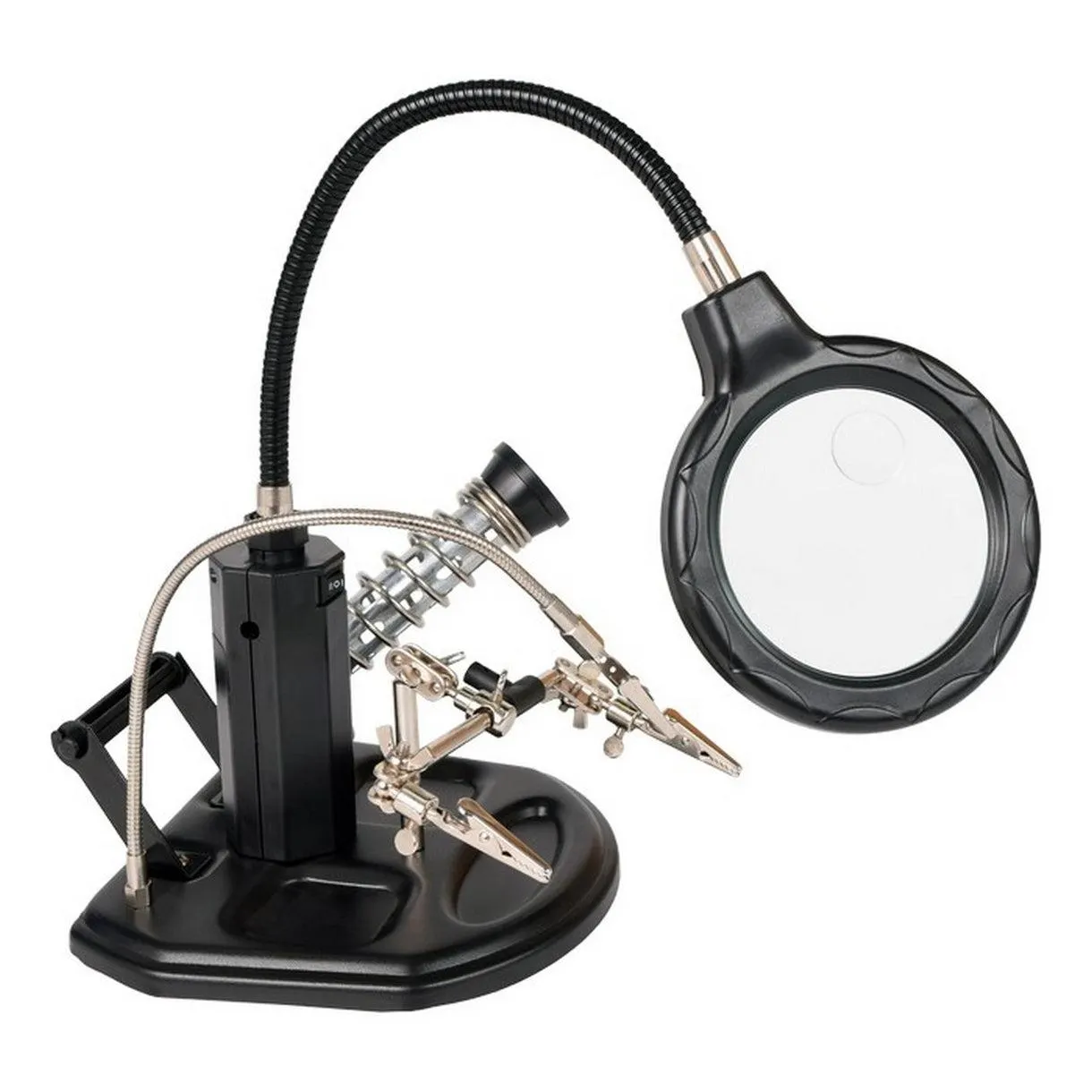 Lupa para mesa con lámpara LED y brazos articulados