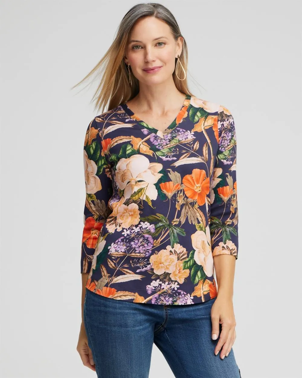 Floral 3/4 Sleeve Tee