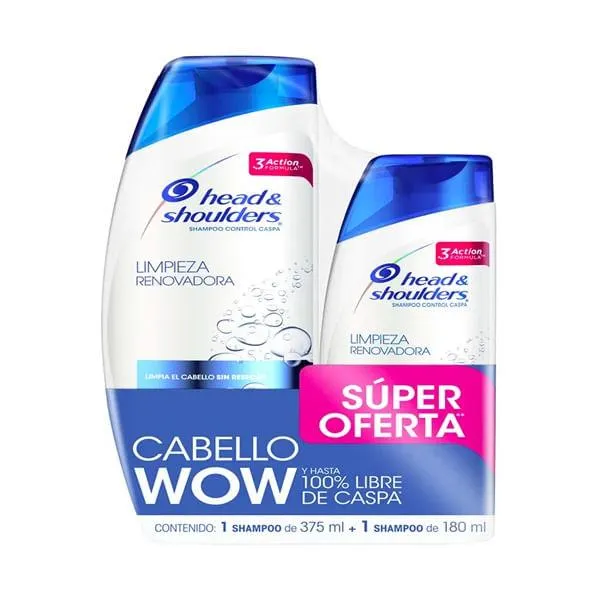 Shampoo Head & Shoulders limpieza renovadora 650 ml mas Shampoo 180 ml