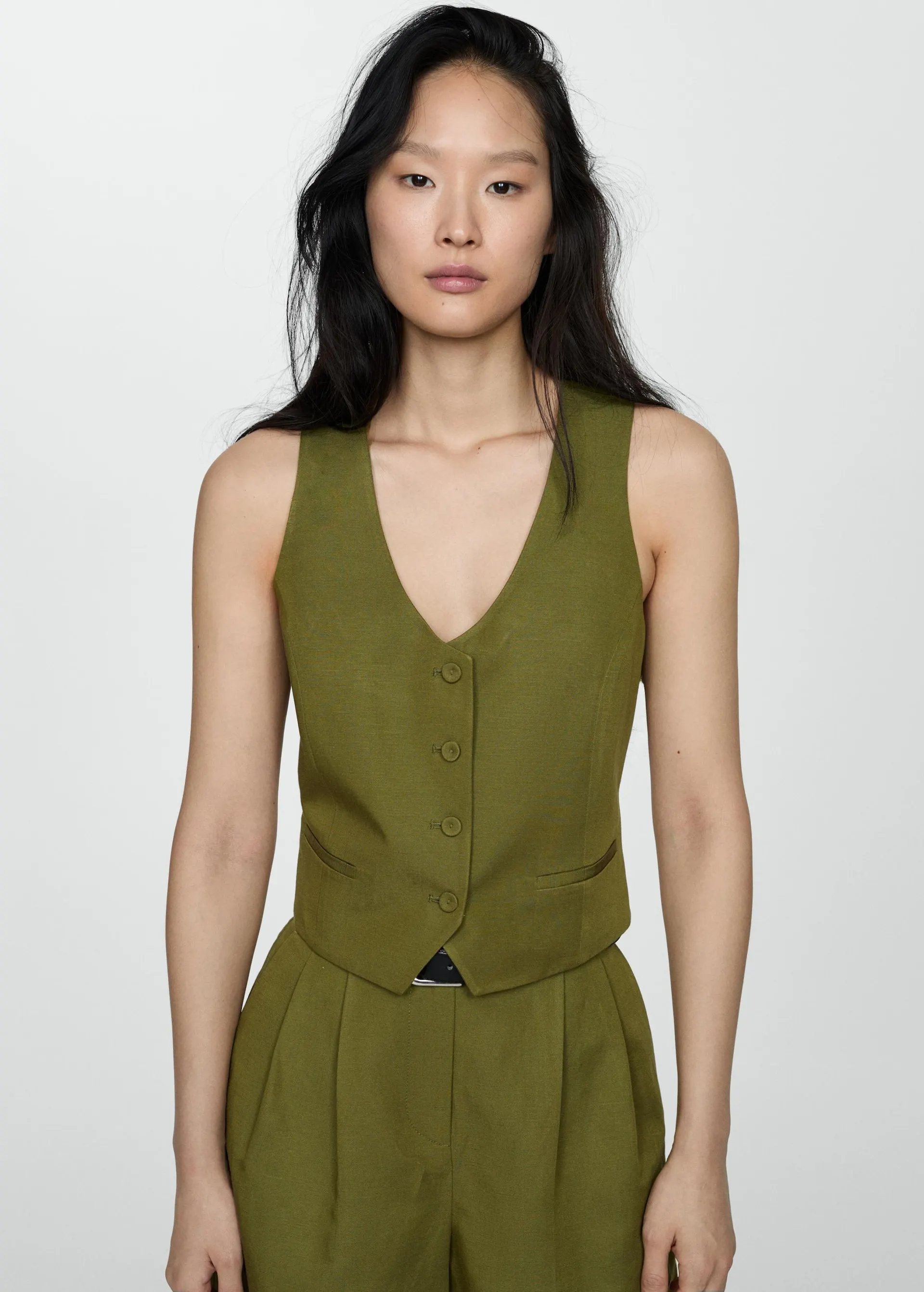 Chaleco lino botones