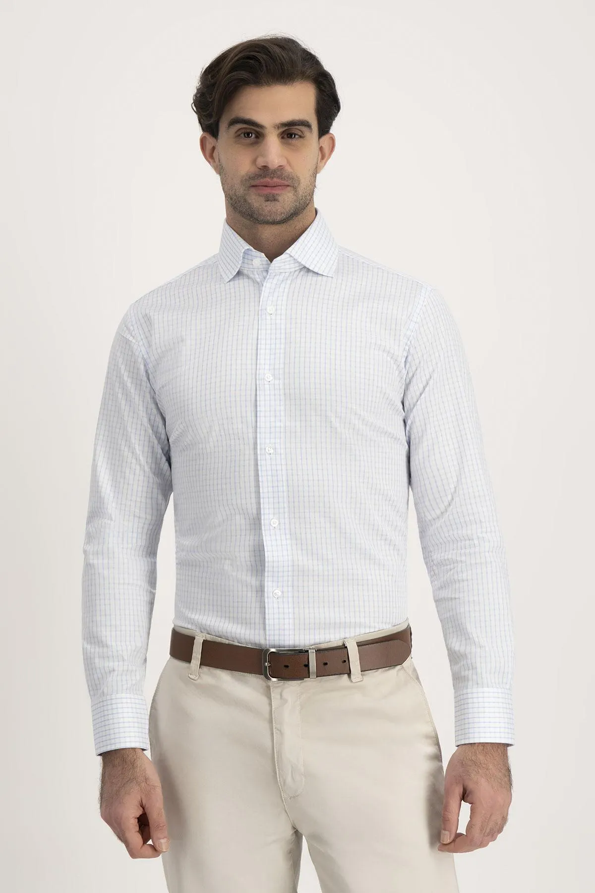 Camisa Formal Roberts Easy Care Azul Claro Slim Fit