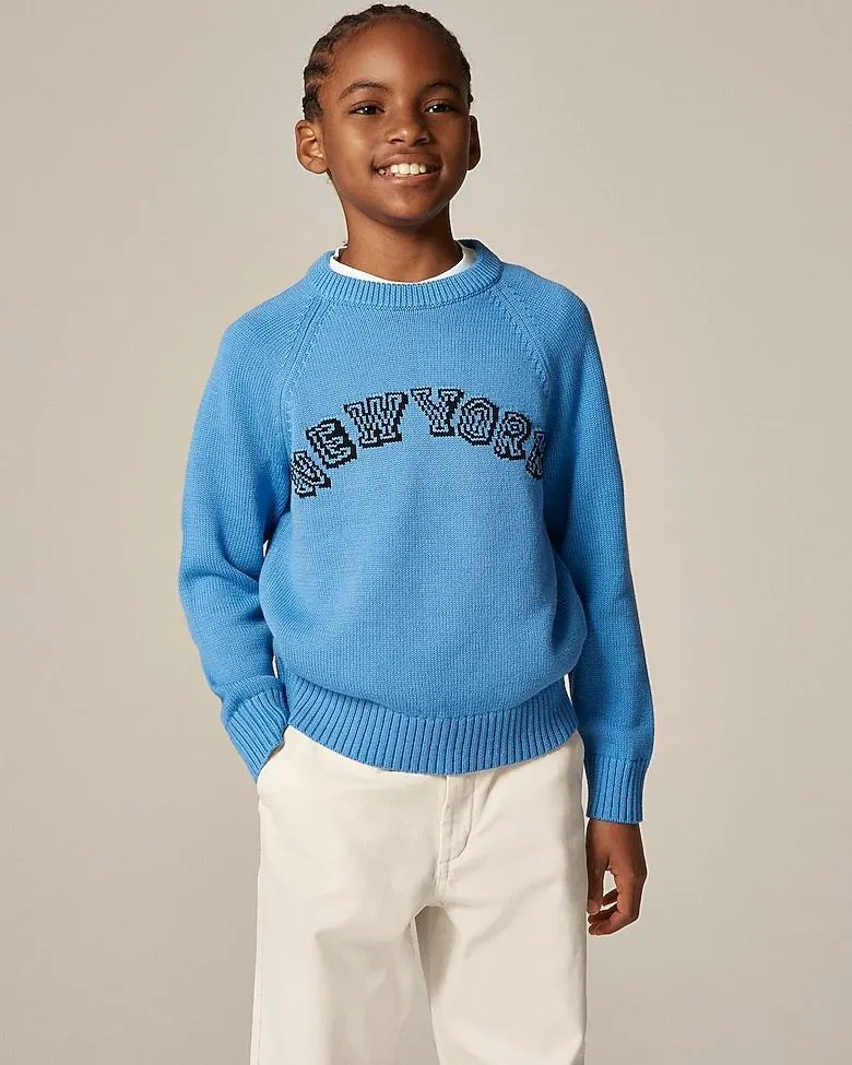 Kids' heritage cotton "New York" crewneck sweater