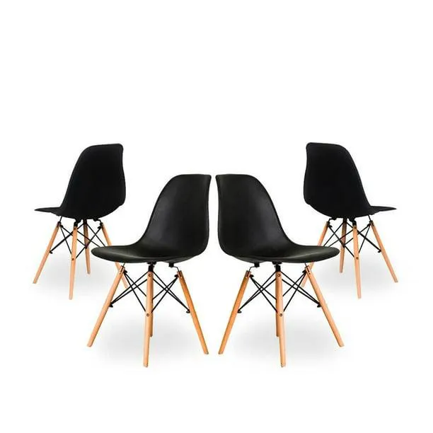 Juego de Sillas Alterego Tipo Eames Negro 4 Piezas