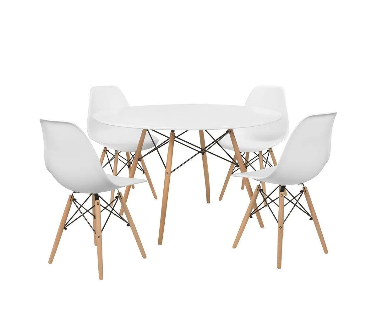 Set Replica Eames Mesa 120cm + 4 Sillas Blancas