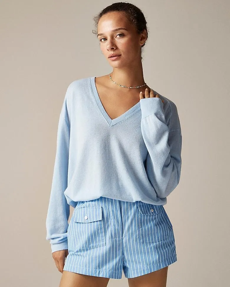 Oversized featherweight cashmere V-neck sweater
