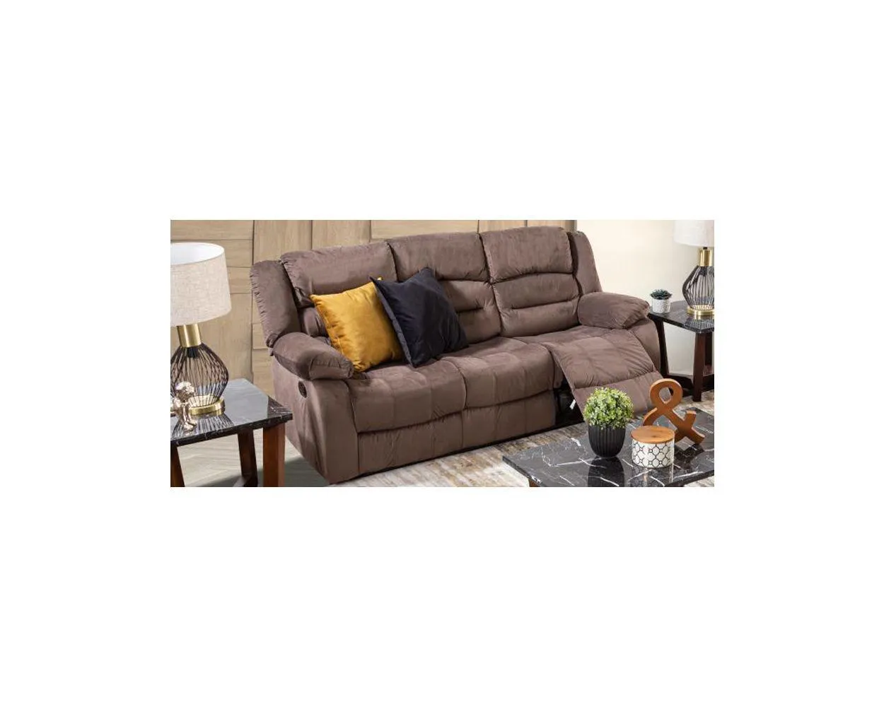 Sofá 3 Plazas Reclinable Memphis Velvet Chocolate