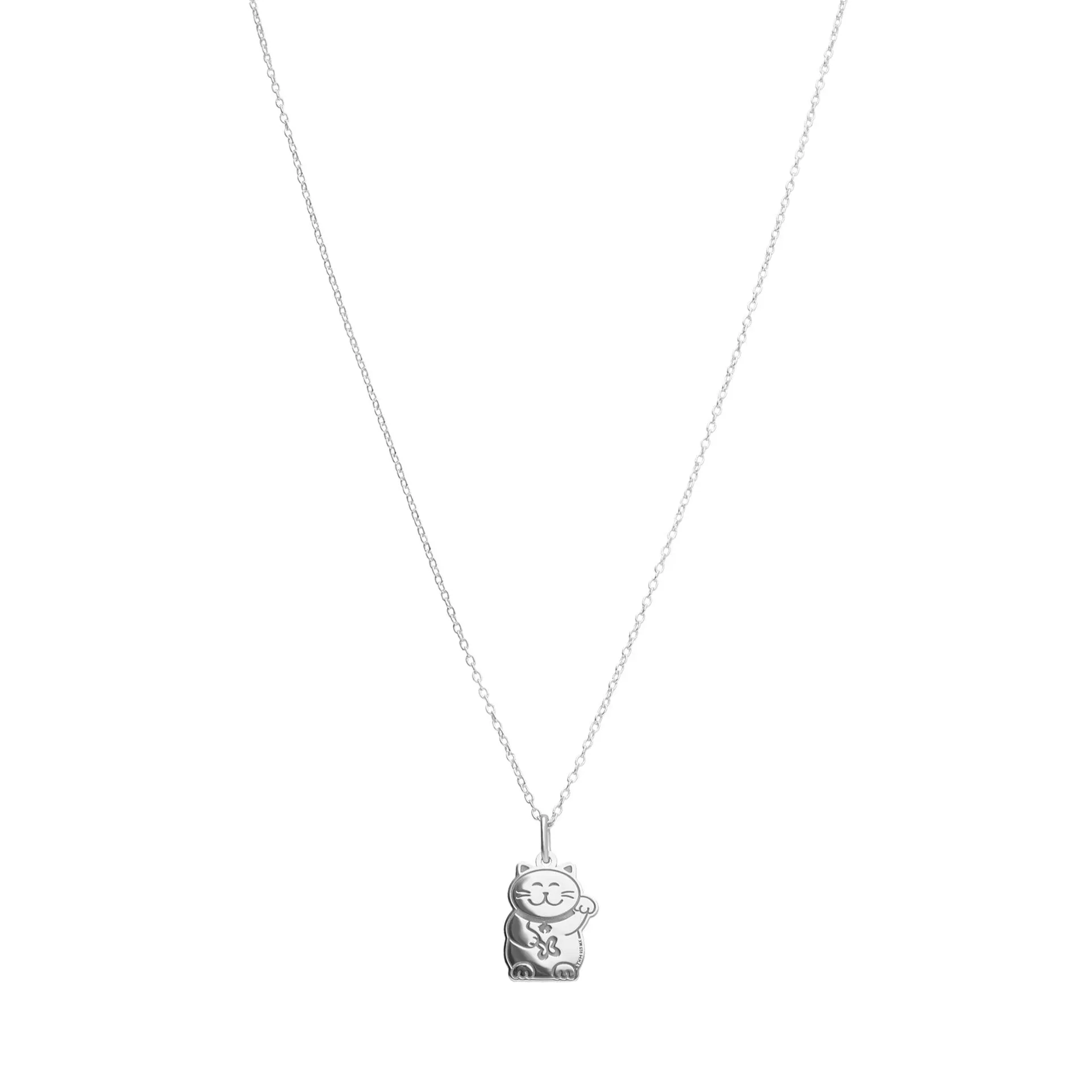 Dije Carisma Suerte Gato Plata Con Cadena Maneki Neko