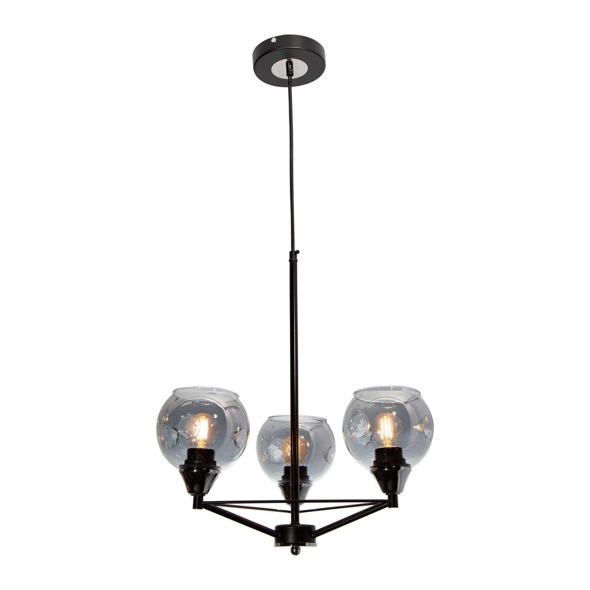 Lampara Colgante Moderno Cromo 60w E27 3 Luces-sh1