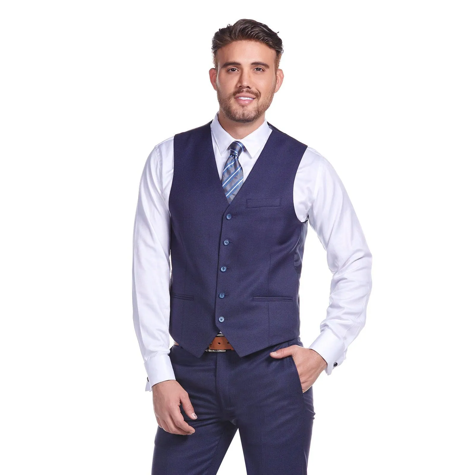 Chaleco de vestir liso para hombre | Azul | Slim Fit