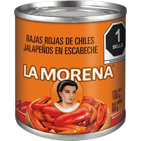 Rajas rojas de jalapeños La Morena 100 g