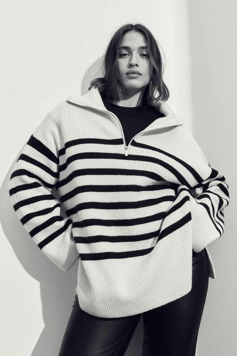 Suéter acanalado con zíper