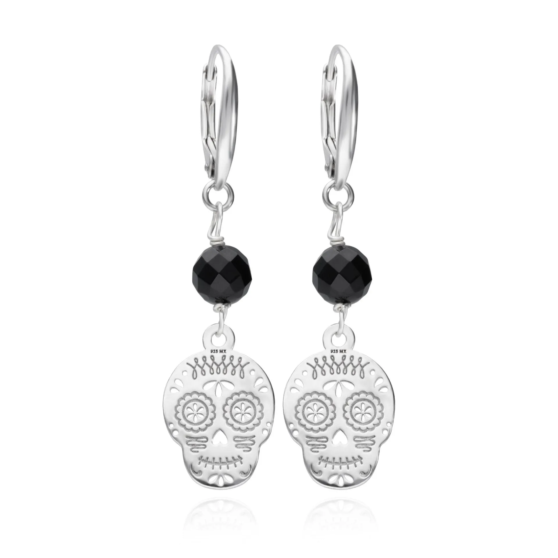 Aretes Mujer Plata 925 Calaverita Ónix Anamora por Tanya Moss