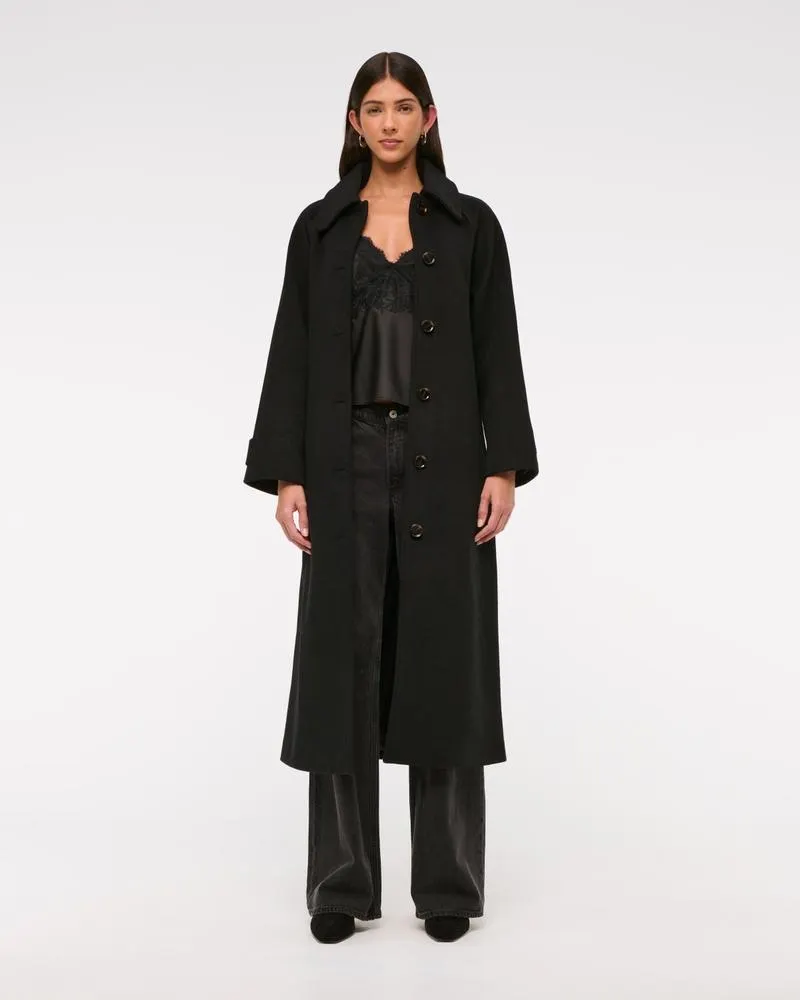 Wool-Blend Belted Coat