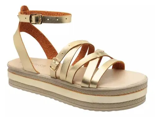 Sandalias Plataforma Mujer Tiras Metálicas Manzie Fareli