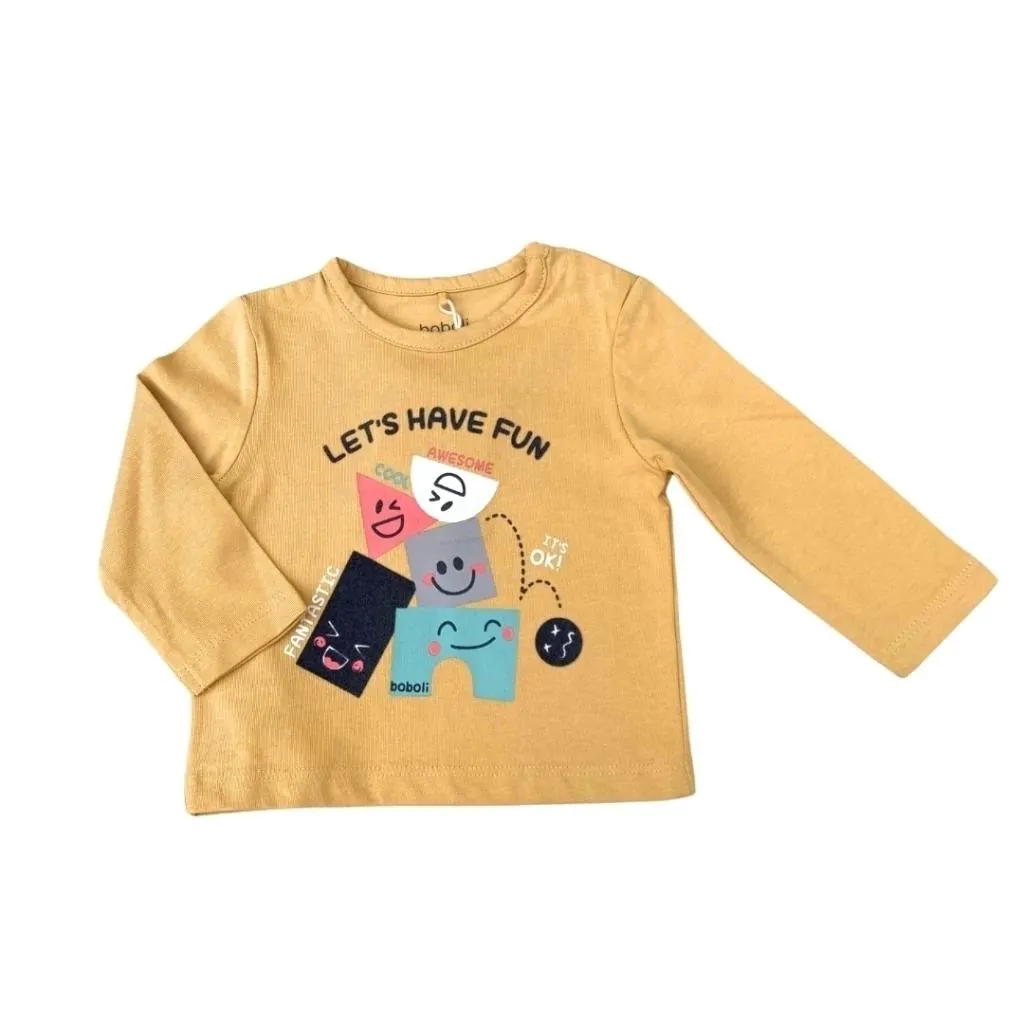 Playera amarilla let´s have fun/ niña