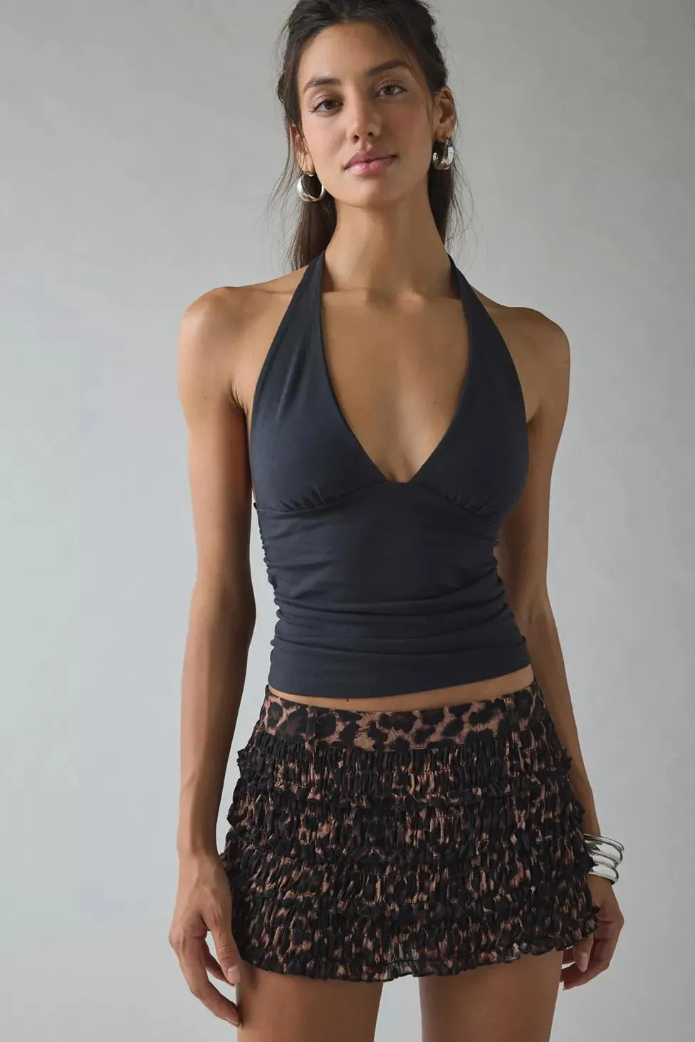 Kimchi Blue Breakup Plunging Cropped Halter Top