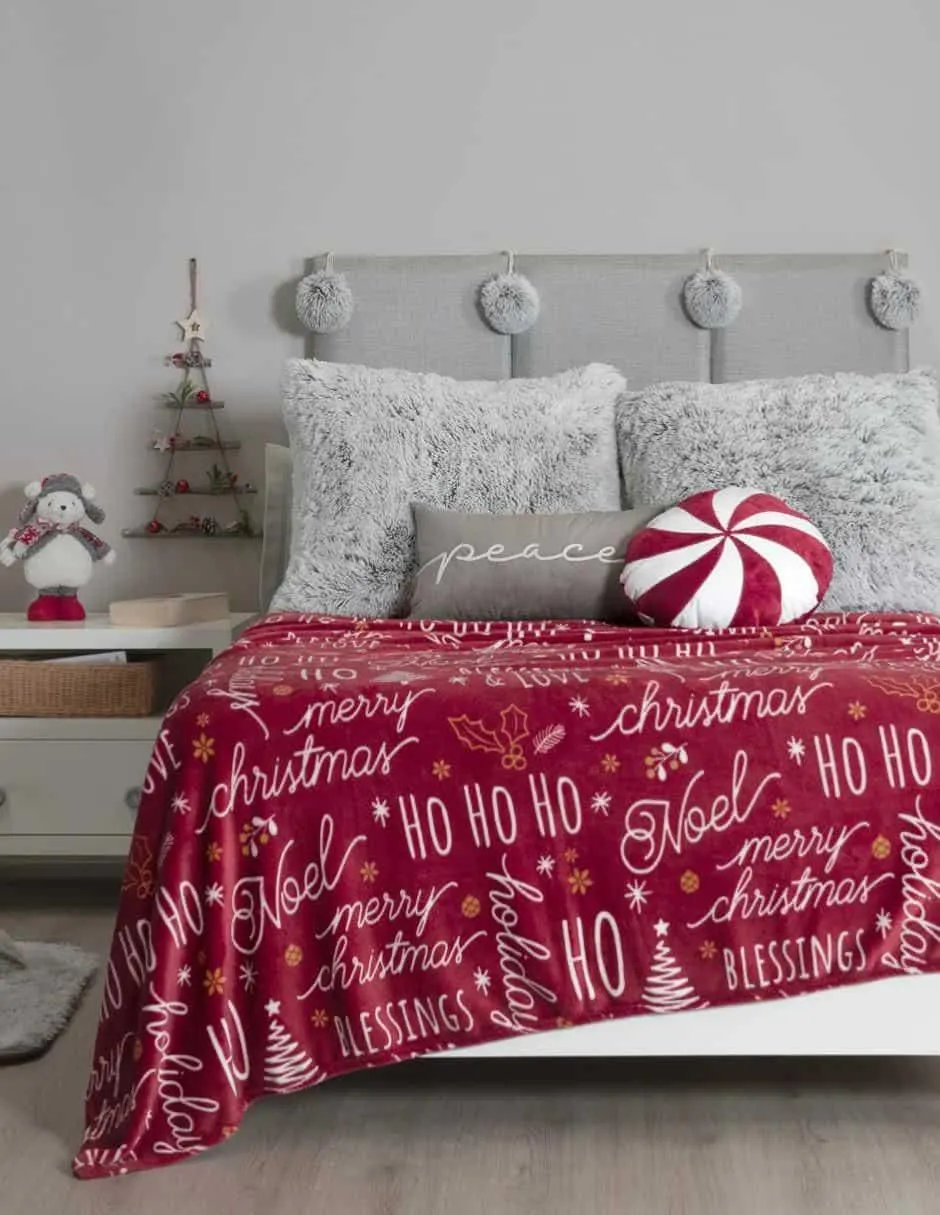 "cobertor" sin licencia vianney ligero navideño "estampado" texturizado