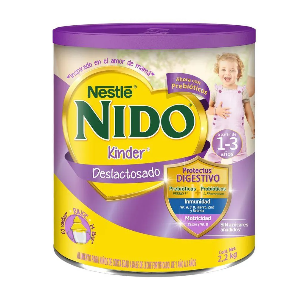 Leche en Polvo Deslactosada Nido Kínder 2.2 Kg