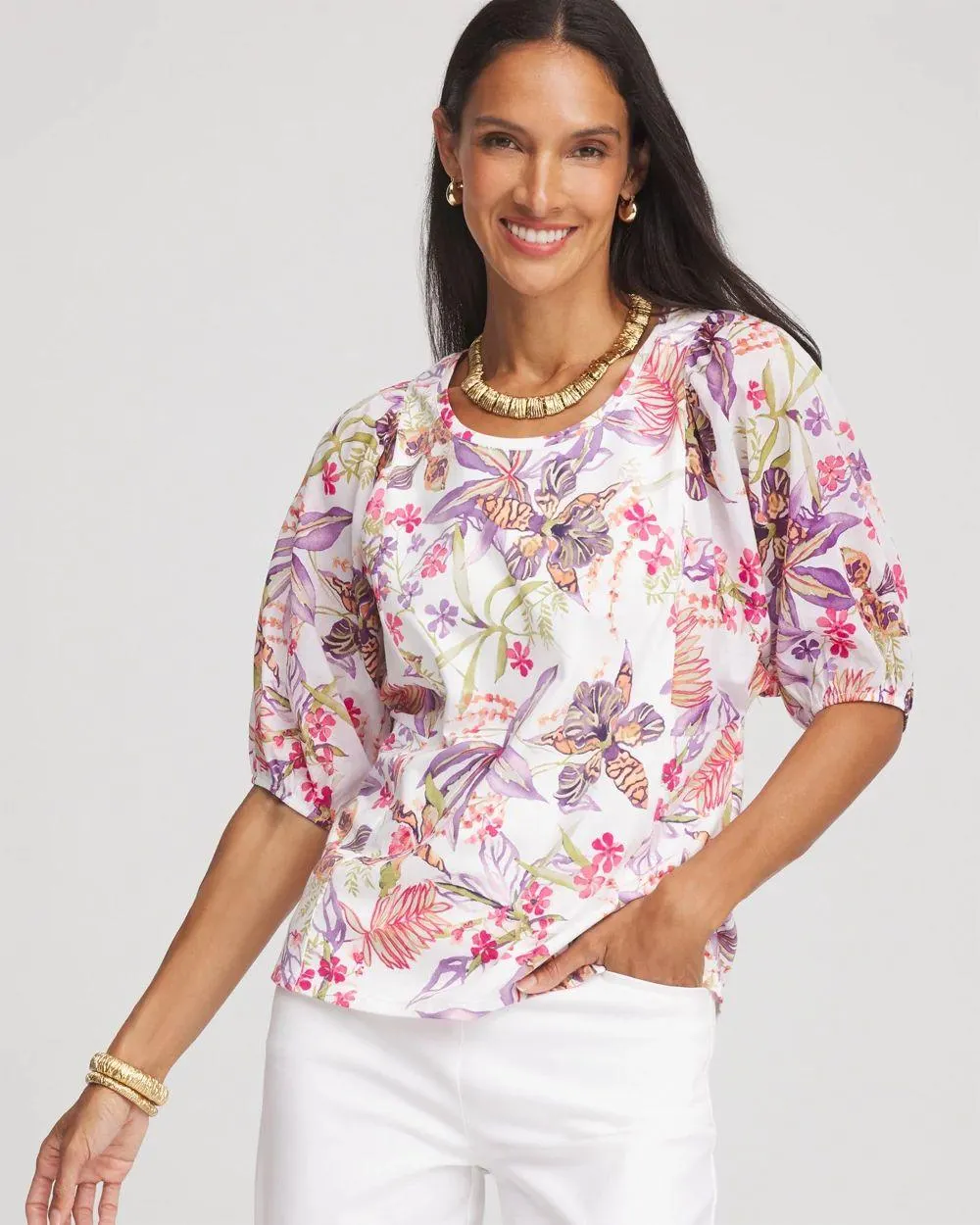 Floral Dolman Sleeve Knit Top