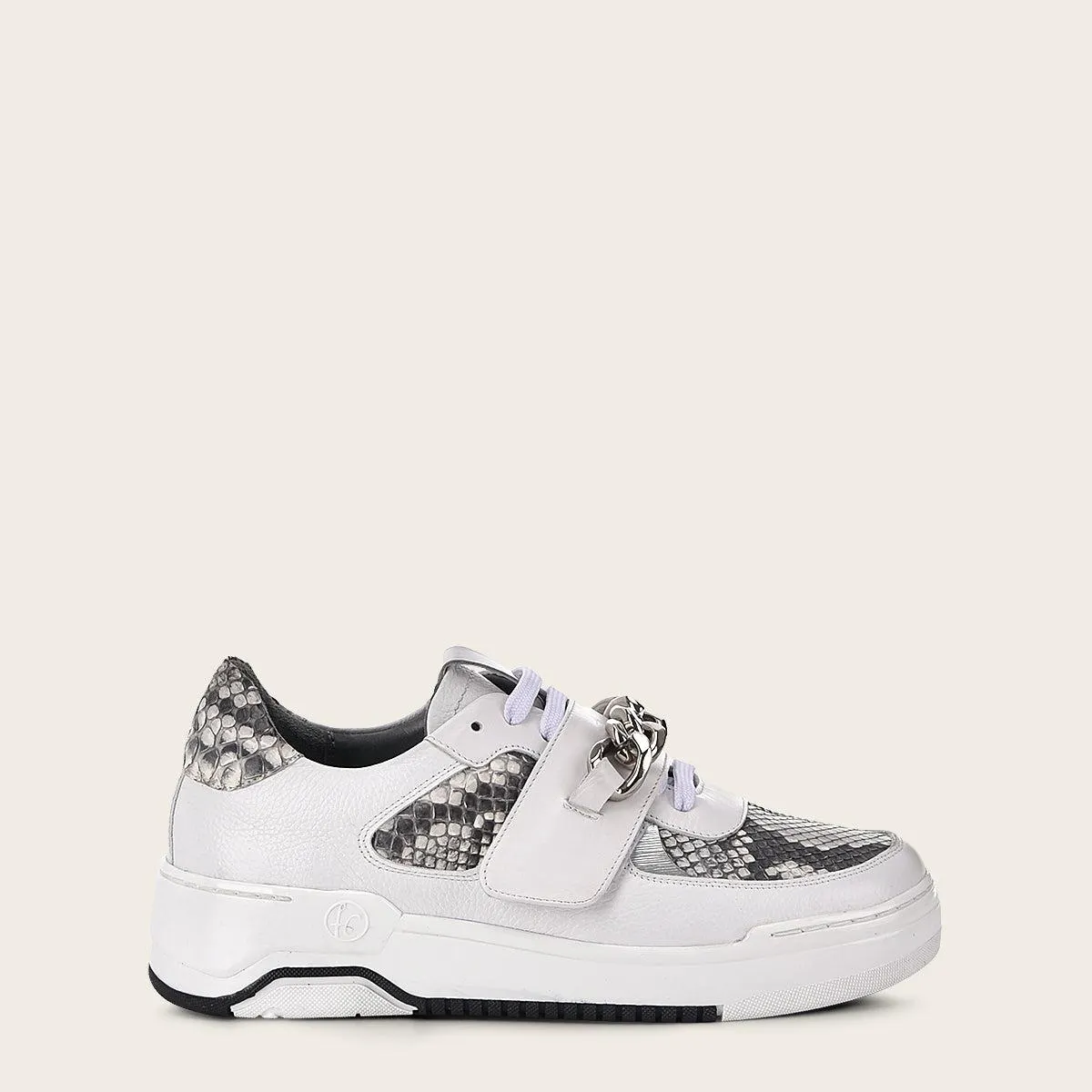 Sneakers en piel genuina de pitón