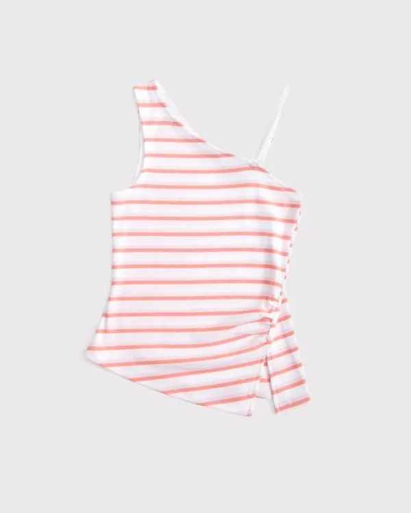 one-shoulder ruched tank