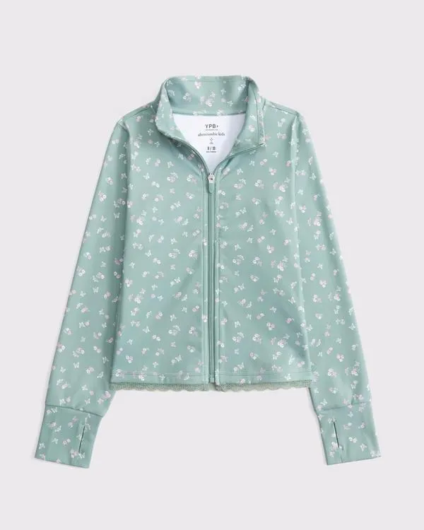 ypb lace-trim mockneck full-zip