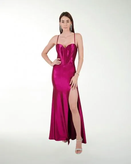 VESTIDO CL LISO TIPO SIRENA CON CORSET