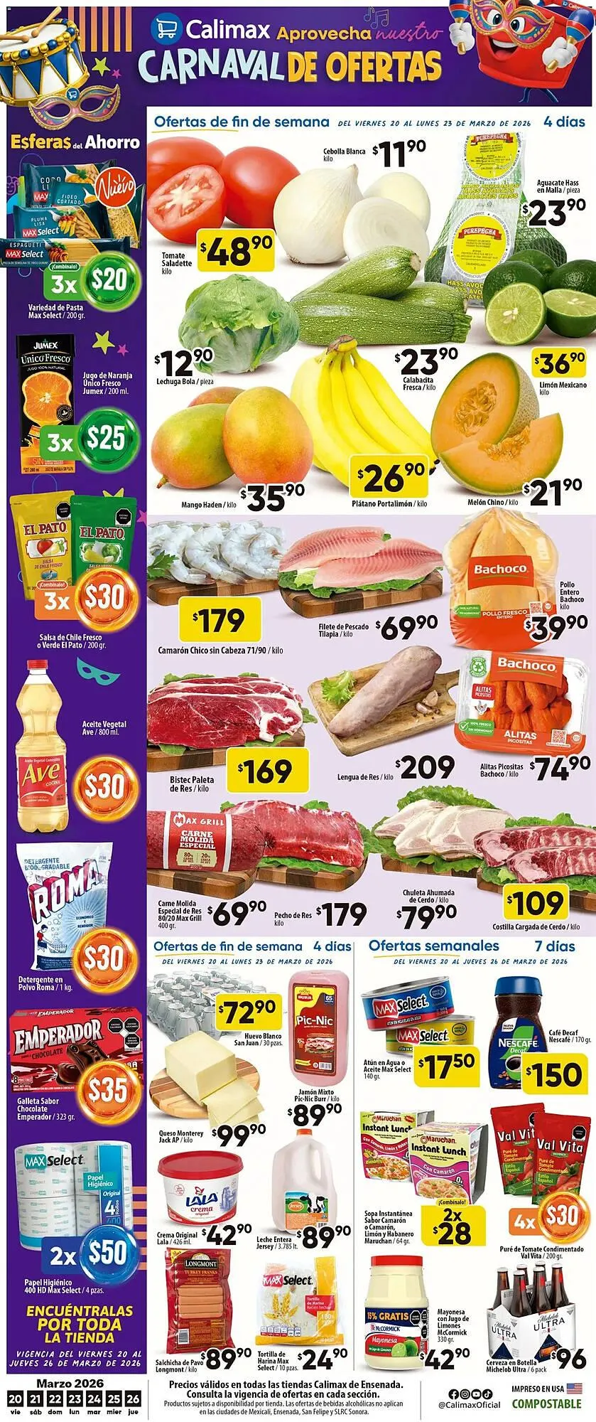 Catálogo de Folleto Calimax 20 de marzo al 24 de marzo 2026 - Pagina 1