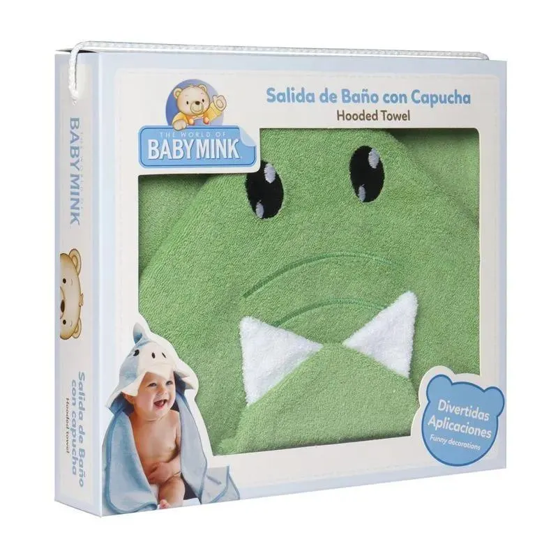 Salida de baño con capucha y bordado de animales (Cocodrilo)