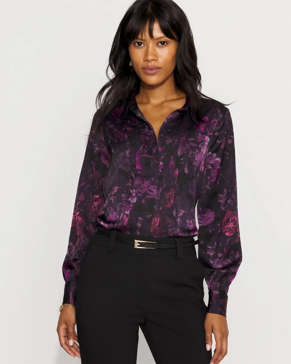 Pintuck Satin Shirt