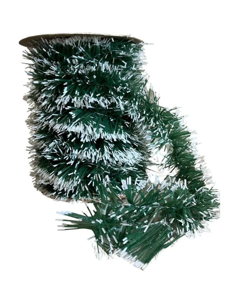 Escarcha navideña color Verde con Blanco de 9cm * 20m