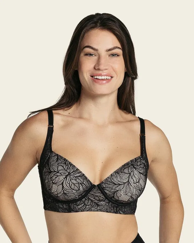 Brasier de realce suave y cubrimiento alto en sisa y espalda Cover bra en encaje