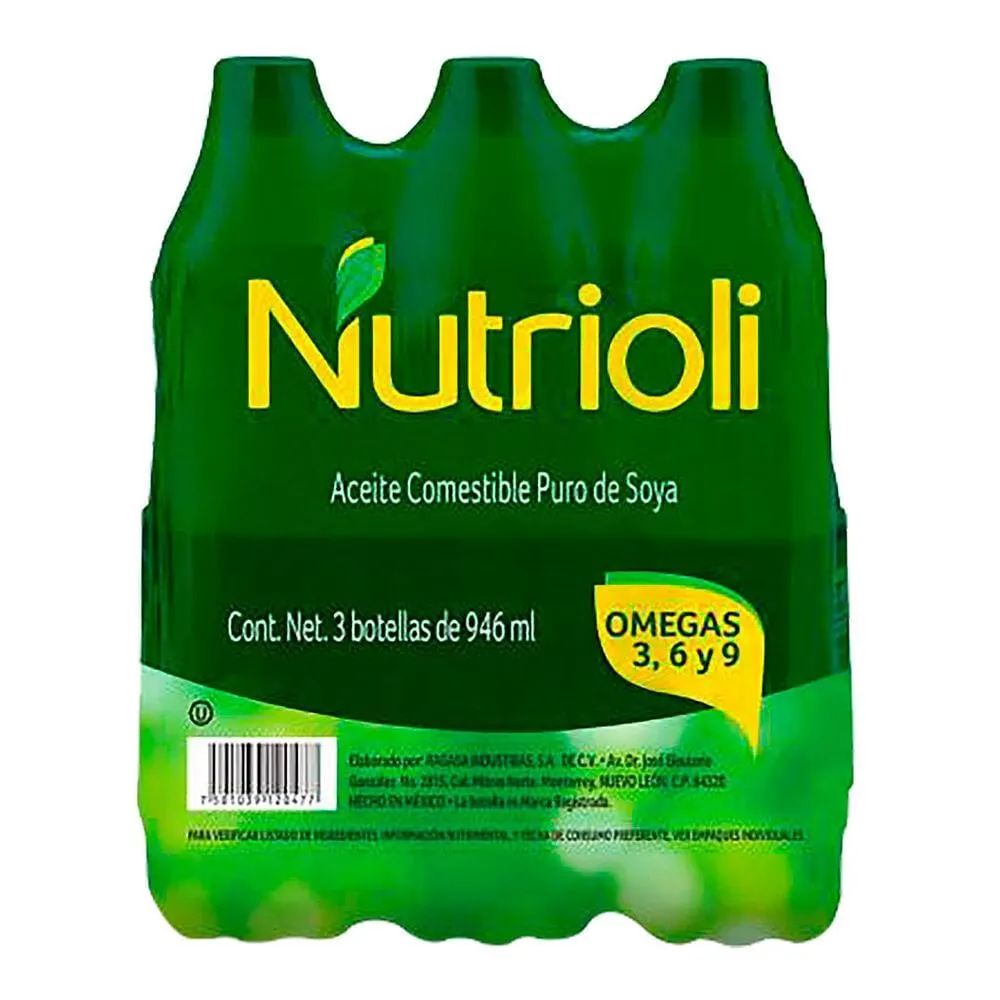Aceite Vegetal de Soya Nutrioli 3/946 ml