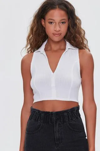 BLUSA DE CUELLO BLANCO SIN MANGAS