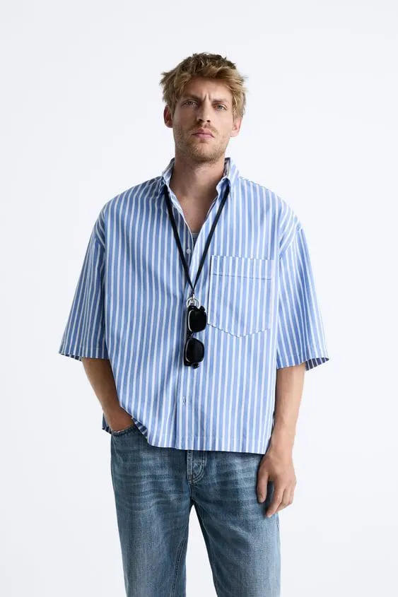 CAMISA BOXY FIT RAYAS