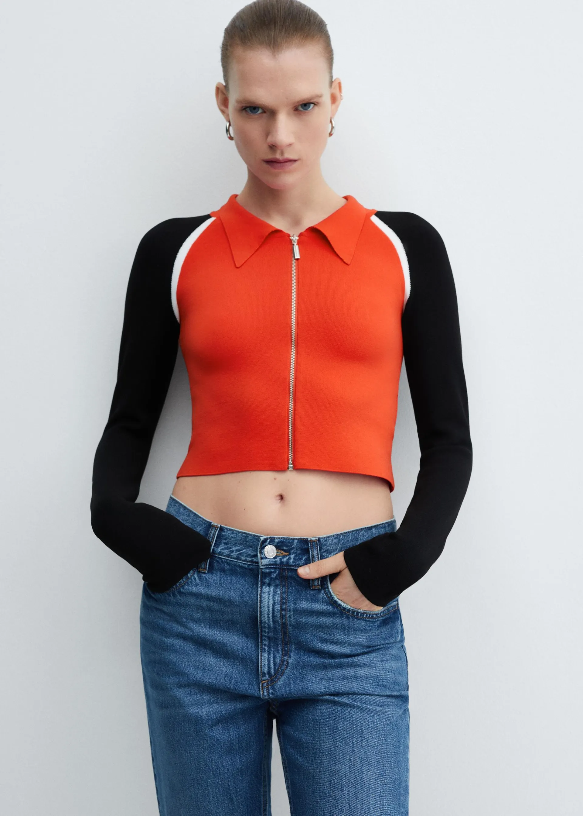 Cárdigan crop cremallera