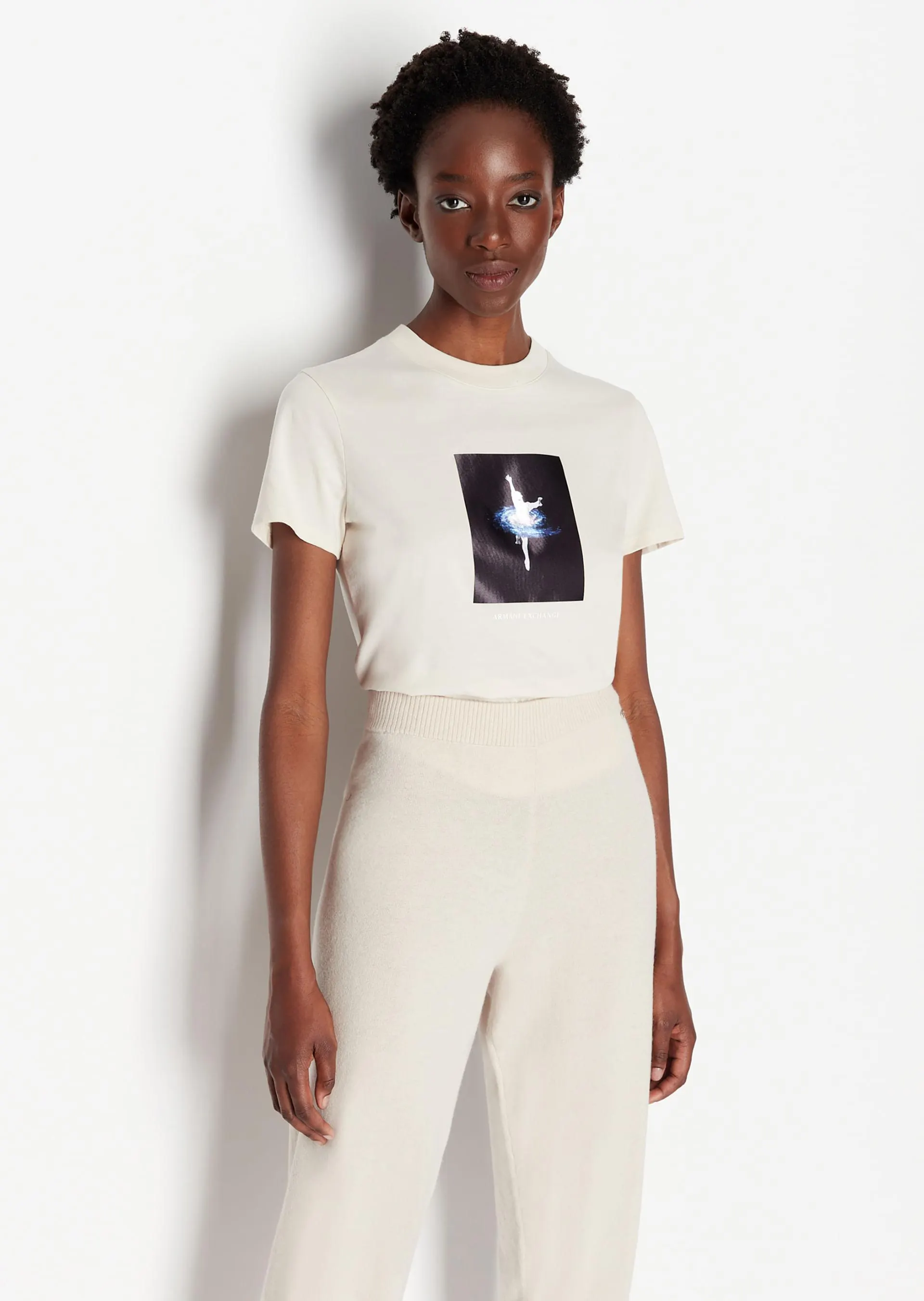 Playera slim fit de jersey de algodón con logo de Armani Sustainability Values