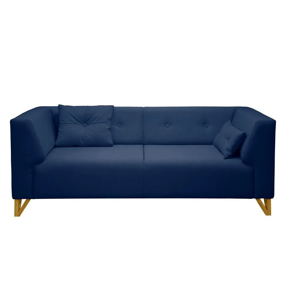 Avui - Sofá estilo moderno con tela azul marino y 2 cojines