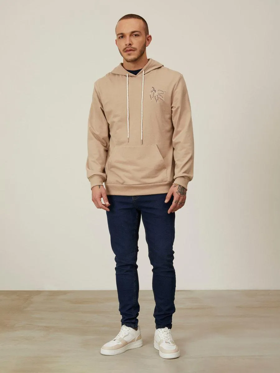 Sudadera Bordado Flor con Capucha