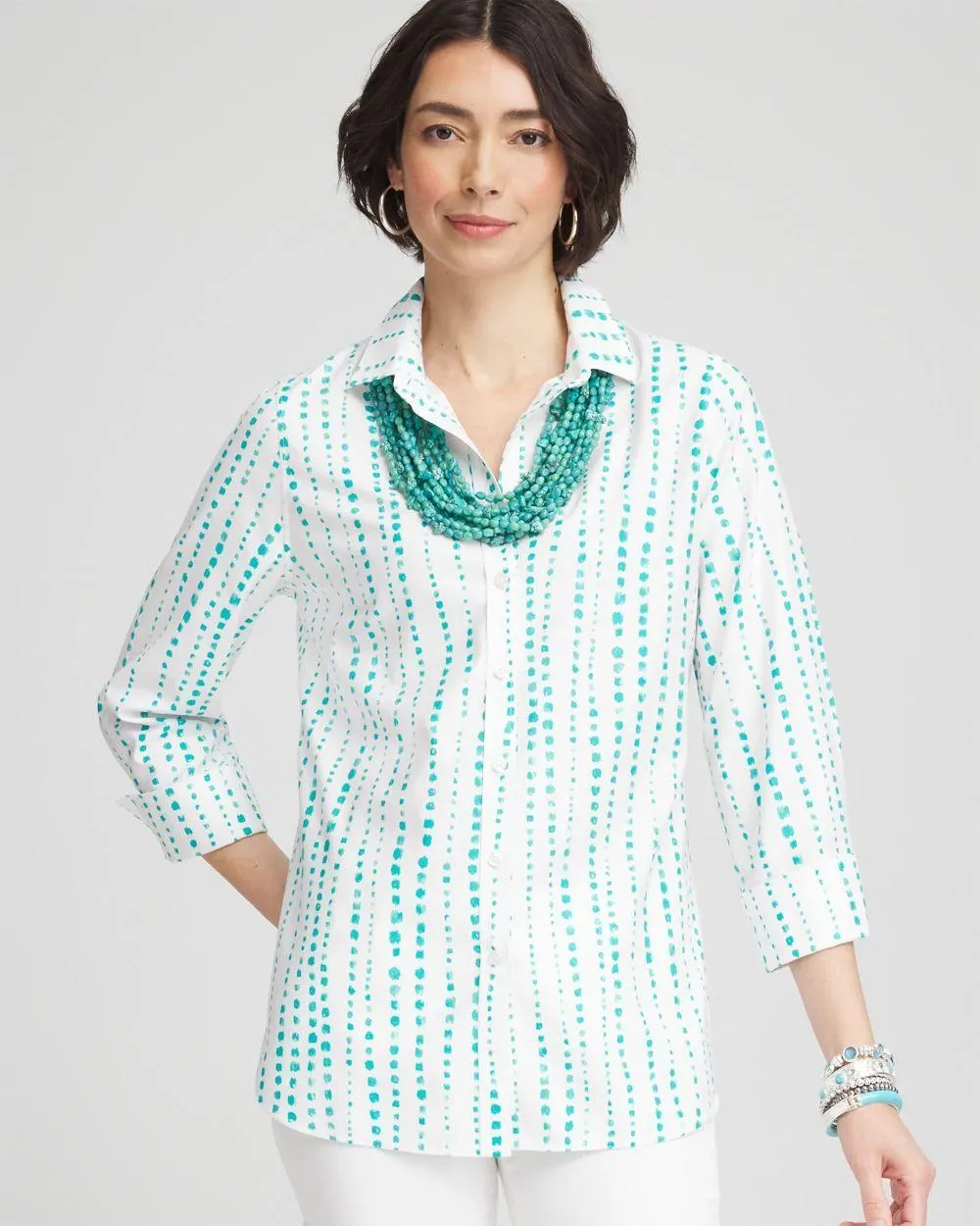 No Iron ™ Sateen Bubble Print Shirt