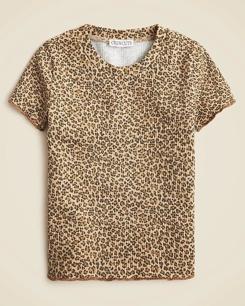 Girls' short-sleeve T-shirt in striped vintage rib