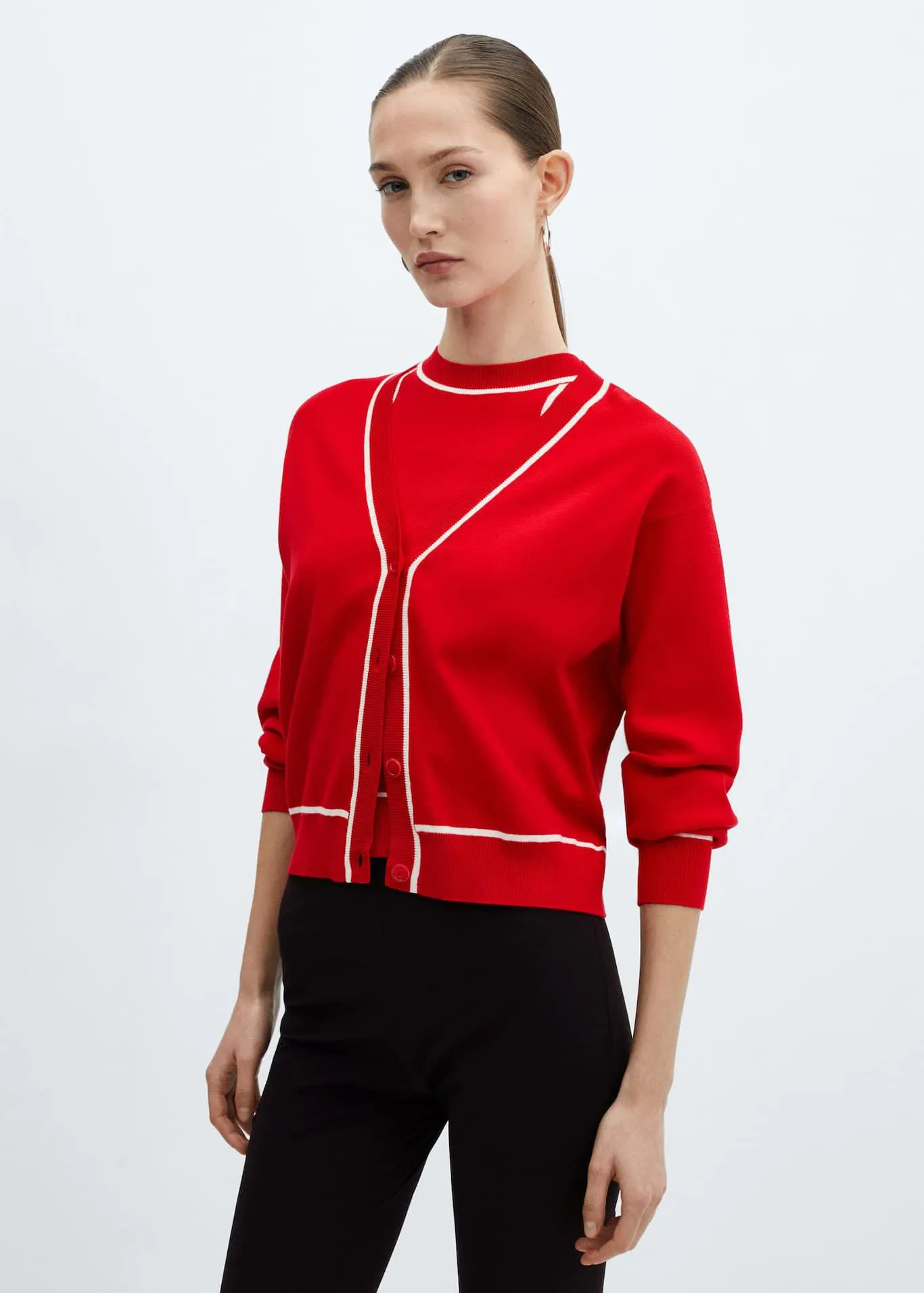 Cárdigan ribetes contraste