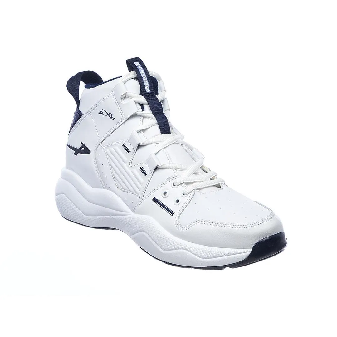 Tenis Tipo Bota Pontiac Hombre Moda Casual Sport Tipo Piel Blanco Azul Marino 104C1M