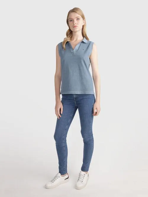 Top Tommy Hilfiger con acabado deslavado de mujer