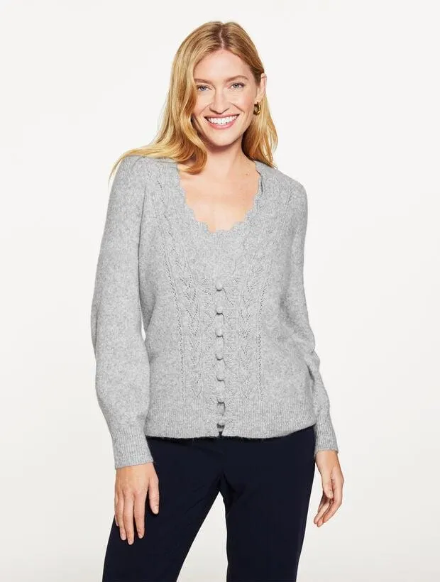 Pointelle V-Neck Cardigan
