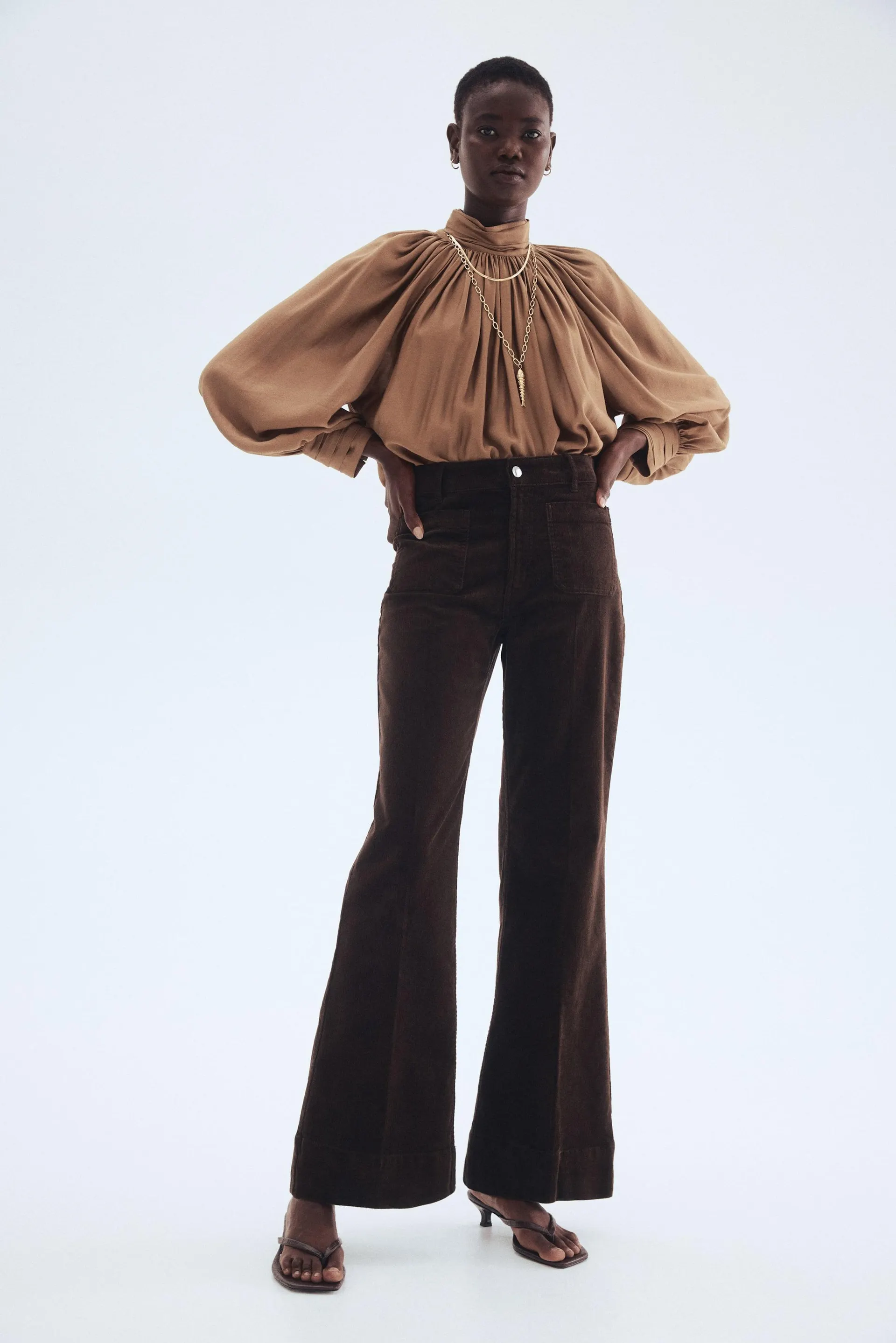 Flared corduroy trousers