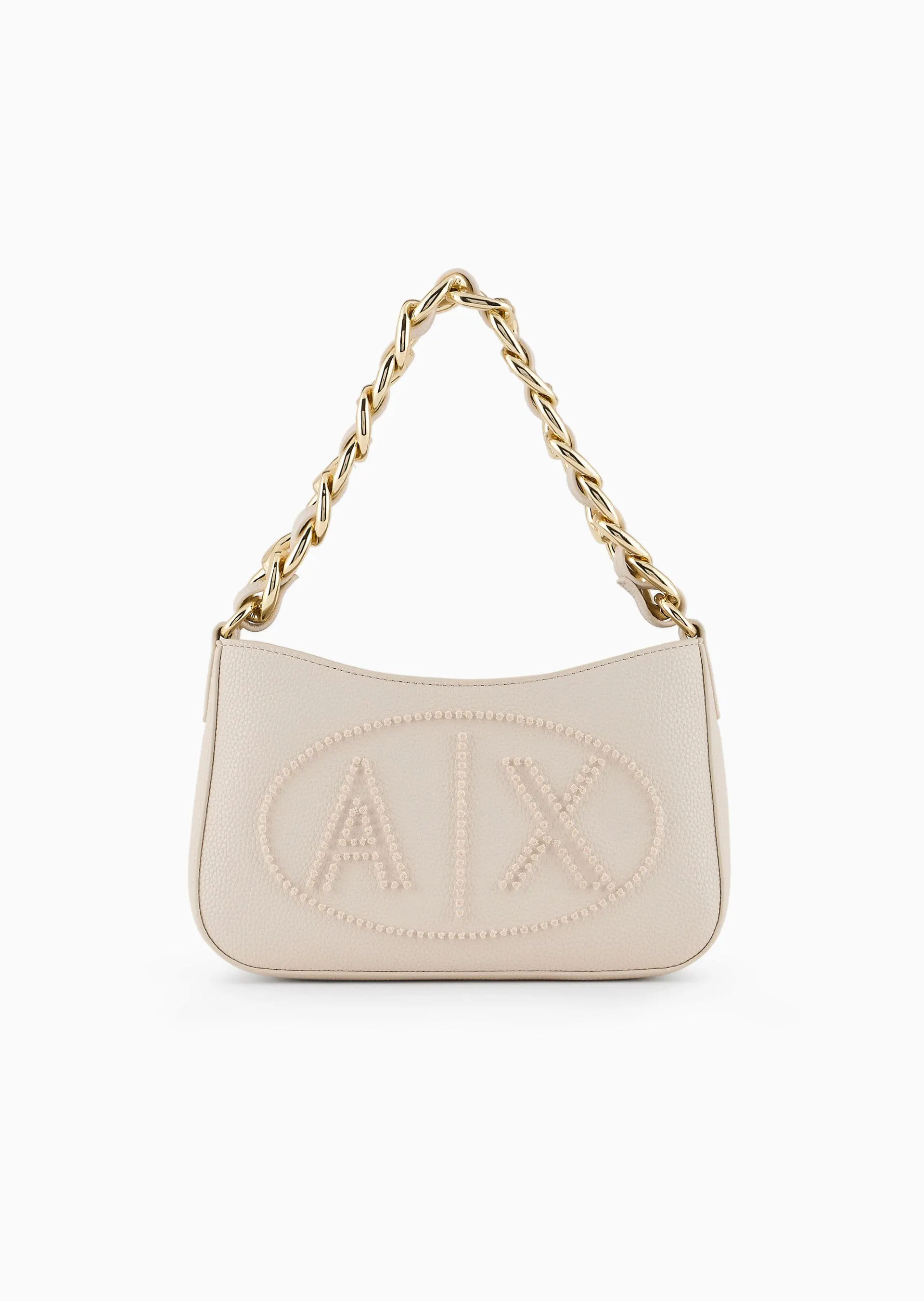 Bolso de hombro con logo cosido