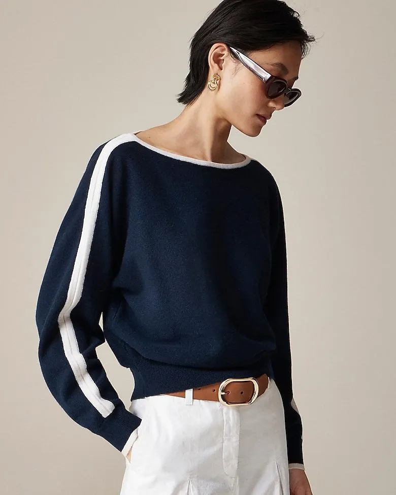 Cashmere contrast-stripe sweater