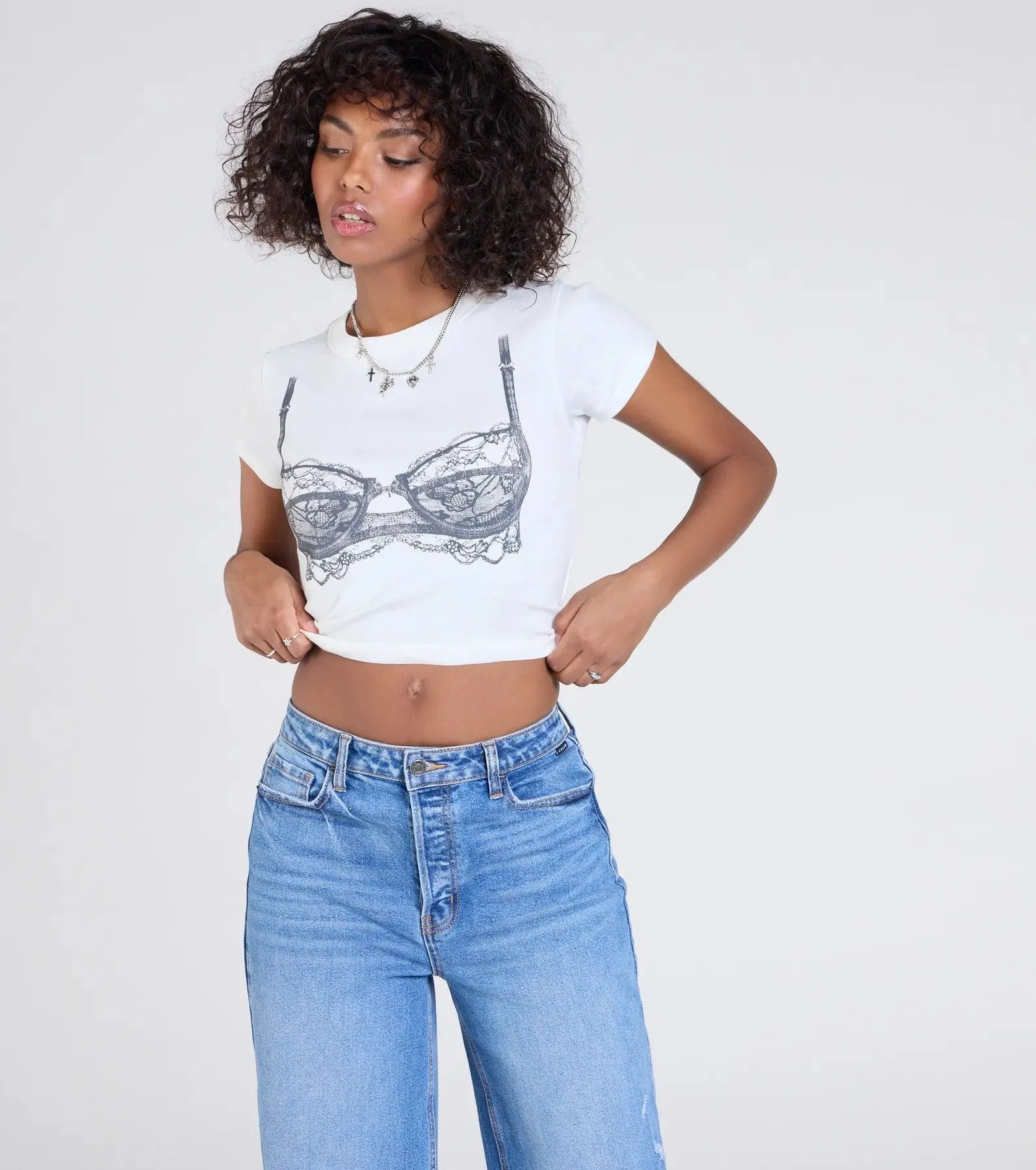 Femme Sass Lace Bra Graphic Tee