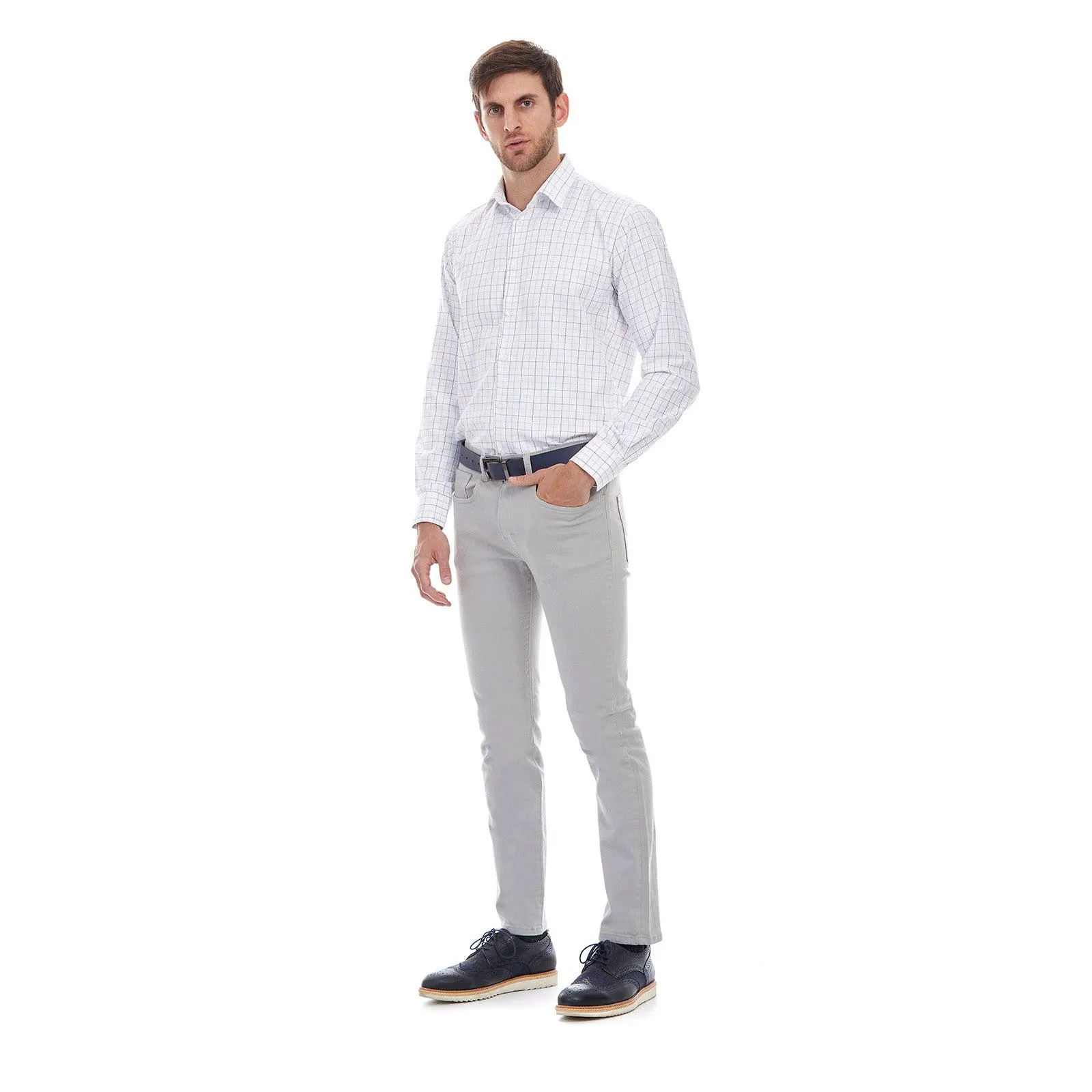 Camisa manga larga | Azul a cuadros | Slim-Fit